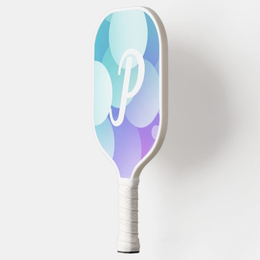 P Naam Pickleball Paddle Paarse Blue Bubble Modern (Links)