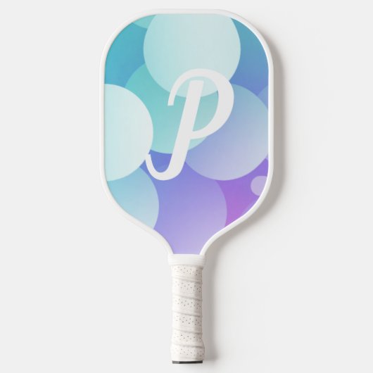 P Naam Pickleball Paddle Paarse Blue Bubble Modern (Voorkant)