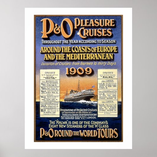 P&O Pleasure Cruises - Vintage Travel Poster (Voorkant)
