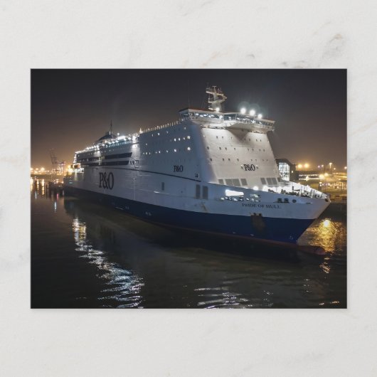 P&O Pride of Hull-veerboot 's nachts Briefkaart (Voorkant)