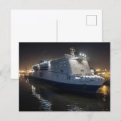 P&O Pride of Hull-veerboot 's nachts Briefkaart (Voorkant / Achterkant)