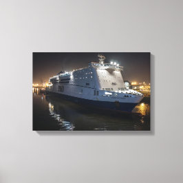 P&O Pride of Hull-veerboot 's nachts Canvas Afdruk