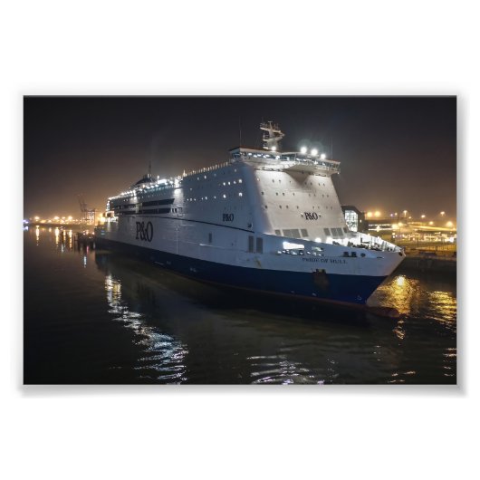 P&O Pride of Hull-veerboot 's nachts Foto Afdruk (Voorkant)