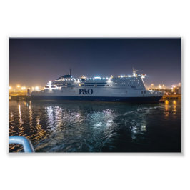 P&O Pride of Hull-veerboot 's nachts Foto Afdruk