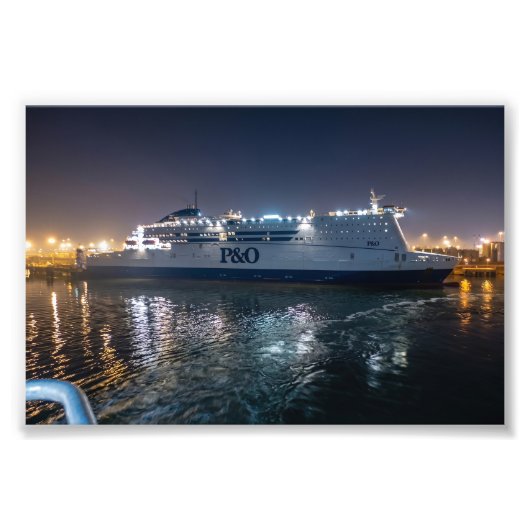P&O Pride of Hull-veerboot 's nachts Foto Afdruk (Voorkant)