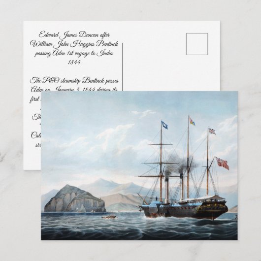 P&O stoomschip Bentinck 1844 Briefkaart (Voorkant / Achterkant)