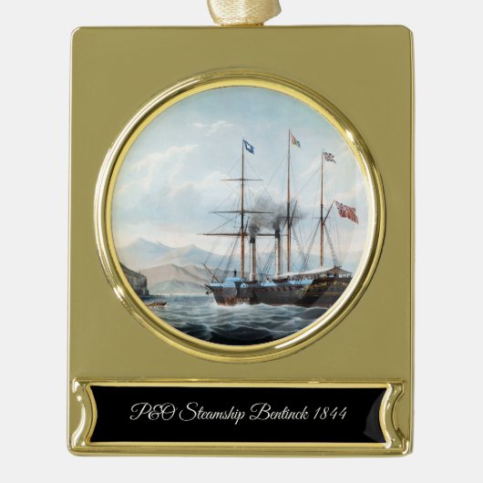 P&O stoomschip Bentinck 1844 Verguld Banner Ornament (Voorkant)