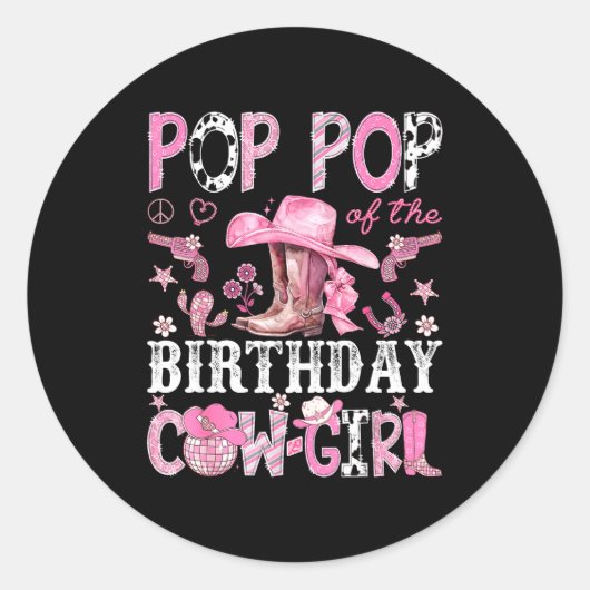 P P Of The Birthday Cow-girl Nk Disco Rodeo P P Ronde Sticker (Voorkant)