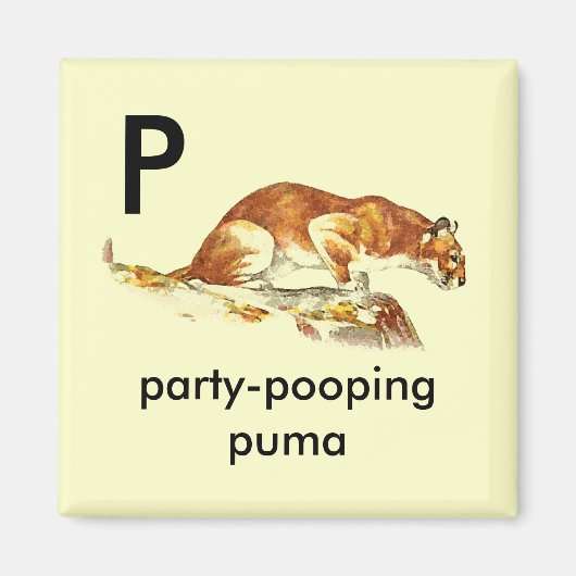 P - party pooping puma magneet (Voorkant)