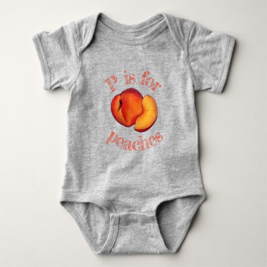 P = Peach Peaches Ripe Summer Stone Fruit Romper (Voorkant)