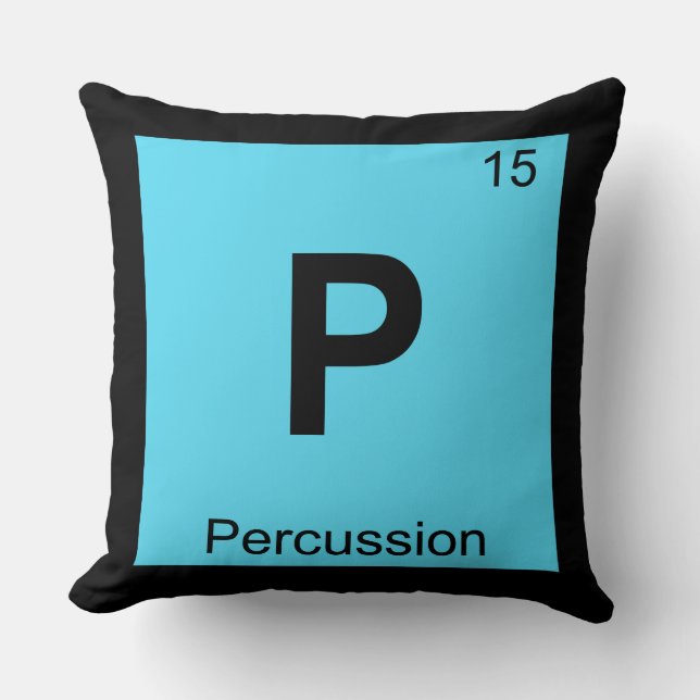 P - Percussie Scheikunde Periodiek Systeem Symbool Kussen (Voorkant)