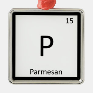 P - Periodieke Tabel voor de kaaschemie van Parmes Metalen Ornament