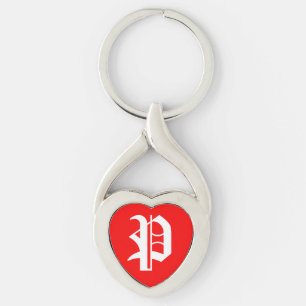 "P" Red Heart Sleutelhanger