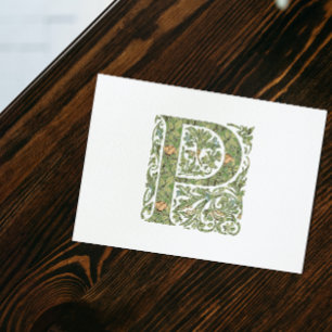 P Sierlijk Bloemrijk Bladig Monogram Briefkaart