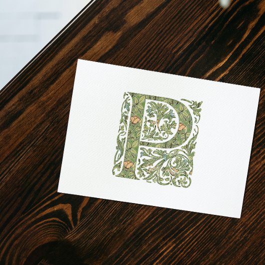P Sierlijk Bloemrijk Bladig Monogram Briefkaart
