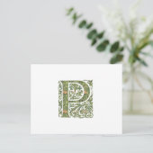 P Sierlijk Bloemrijk Bladig Monogram Briefkaart (Staand voorkant)