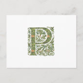 P Sierlijk Bloemrijk Bladig Monogram Briefkaart (Voorkant)