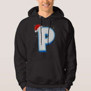 P Snowy Capital Kerstmonogram Alphabet Letter Hoodie