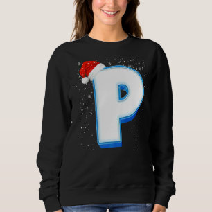 P Snowy Capital Kerstmonogram Alphabet Letter Trui