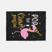 P The Champagne It's New Year! Funny Flamingo Drin Fleece Deken (Voorkant (Horizontaal))