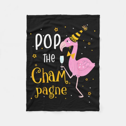 P The Champagne It's New Year! Funny Flamingo Drin Fleece Deken (Voorkant)