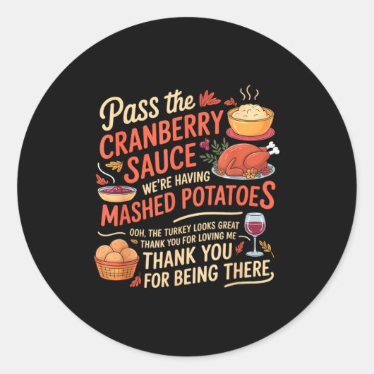 P The Cranberry Sauce Funny Thanksgiving Ronde Sticker (Voorkant)
