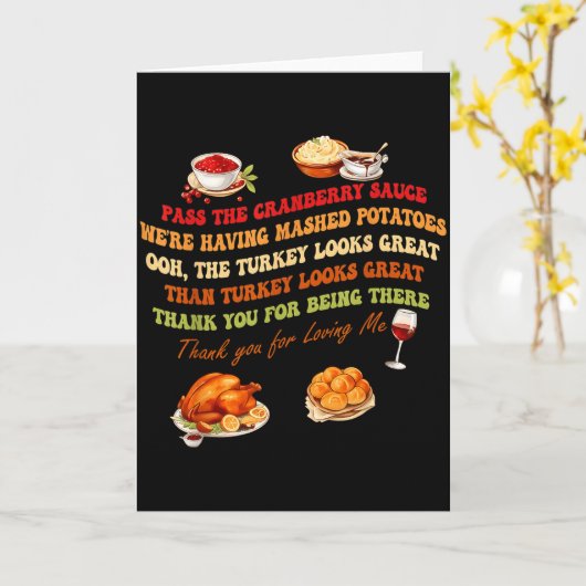 P The Cranberry Sauce Mashed Tatoes Funny Thanksgi Kaart (Gele Bloem)