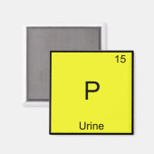 P - Urine Chemistry Element Symbol Funny Periodic Magneet (Voorkant / Achterkant)