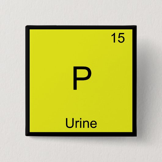 P - Urine Chemistry Element Symbol Funny Periodic Vierkante Button 5,1 Cm (Voorkant)