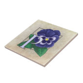 P voor Pansy Bloem Monogram Tegeltje (Zijkant)