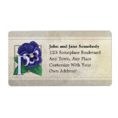 P voor Pansy Flower Monogram Etiket (Voorkant)