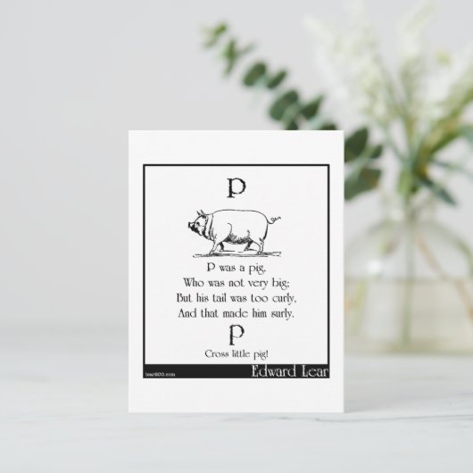 P was a pig briefkaart (Staand voorkant)