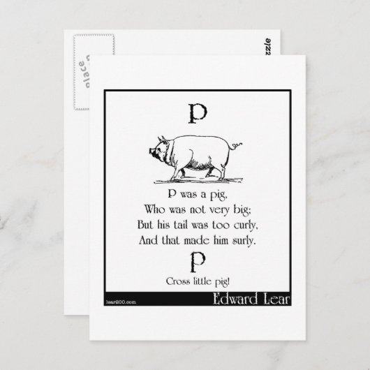 P was a pig briefkaart (Voorkant / Achterkant)