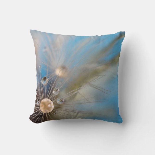 © P Wherrell Dandelion zaden waterdruppels Kussen (Voorkant)