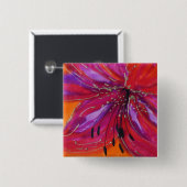 © P Wherrell Fine art lily geverfd op zijde Vierkante Button 5,1 Cm (Voorkant /achterkant)