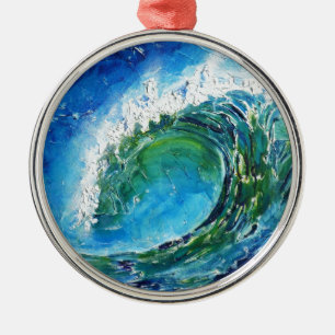 © P Wherrell Fine zee van kunstolie die olie schi Metalen Ornament