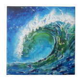 © P Wherrell Fine zee van kunstolie die olie schil Tegeltje (Voorkant)