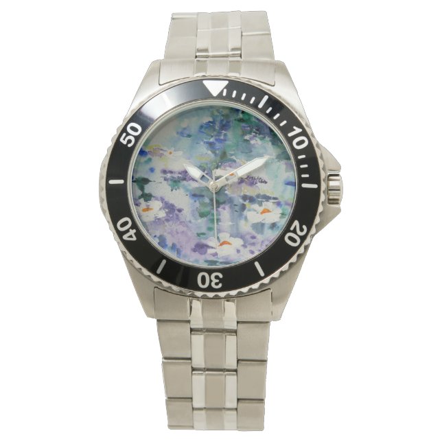 © P Wherrell Hedendaagse kunst waterlelies Horloge (Voorkant)