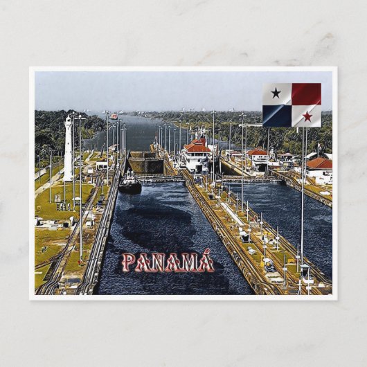 PA0003 Amerika - Panama - Kanaalsloten - panoramis Briefkaart (Voorkant)