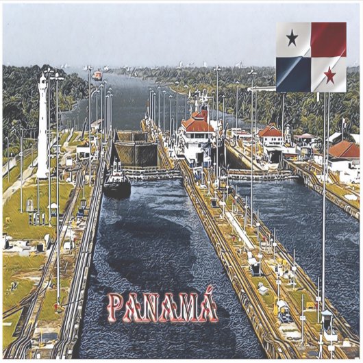 PA0003 Amerika - Panama - Kanaalsloten - panoramis Sticker (Voorkant)