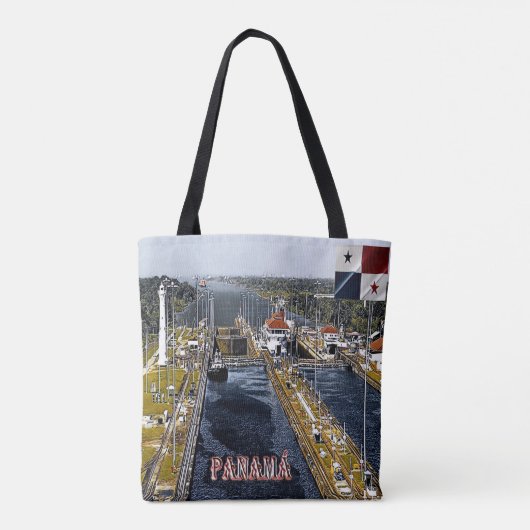 PA0003 Amerika - Panama - Kanaalsloten - panoramis Tote Bag (Achterkant)