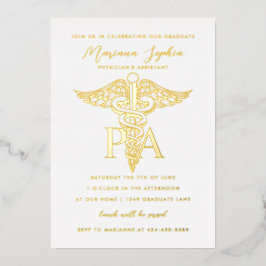 PA Assistent Caduceus Afstuderen Gold van de arts Folie Uitnodiging