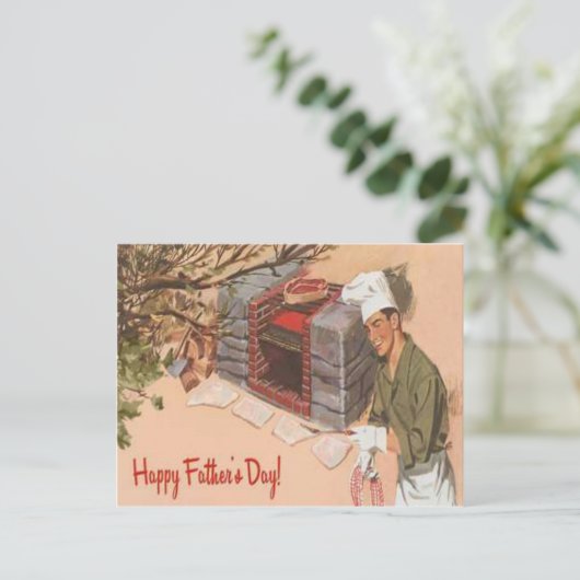 Pa Barbeque BBQ Retro AD Vaderdag Briefkaart (Staand voorkant)