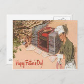 Pa Barbeque BBQ Retro AD Vaderdag Briefkaart (Voorkant / Achterkant)