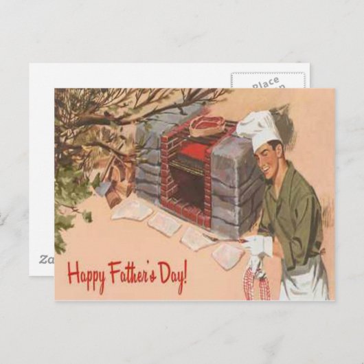 Pa Barbeque BBQ Retro AD Vaderdag Briefkaart (Voorkant / Achterkant)