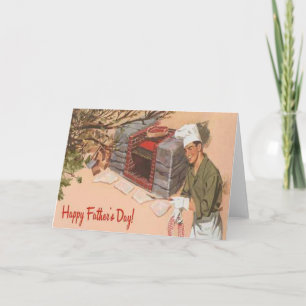 Pa Barbeque BBQ Retro AD  Vaderdag Kaart