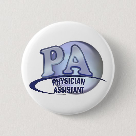 PA BLUE LOGO FYSICIËNTE ASSISTANT RONDE BUTTON 5,7 CM (Voorkant)