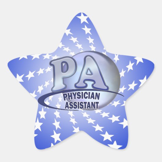 PA BLUE LOGO FYSICIËNTE ASSISTANT STER STICKER (Voorkant)