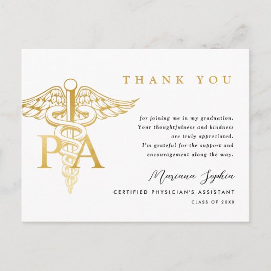 PA Caduceus Afstudeer Dank Je Briefkaart (Voorkant)