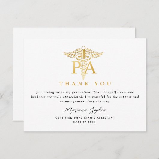 PA Caduceus Afstuderen Dank u Briefkaart (Voorkant / Achterkant)